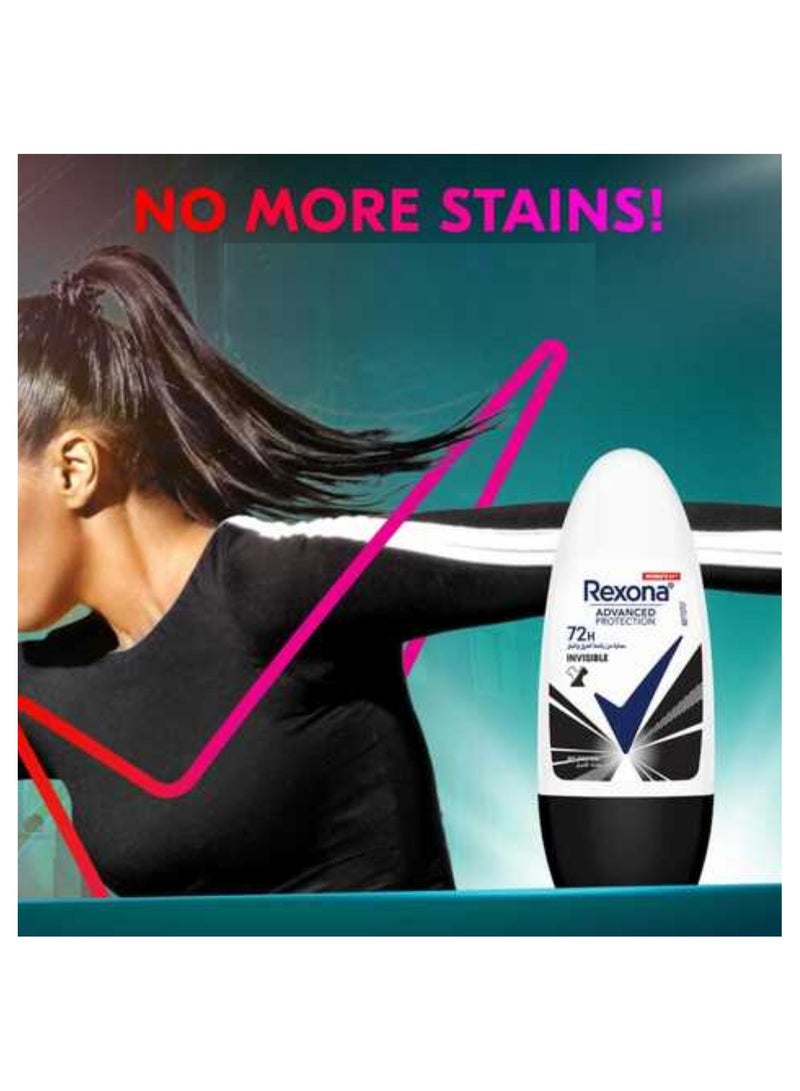 Rexona Women Advanced Protection 72H+ Clear Antiperspirant Roll On Invisible Dry Black & White 50ML - Image 4