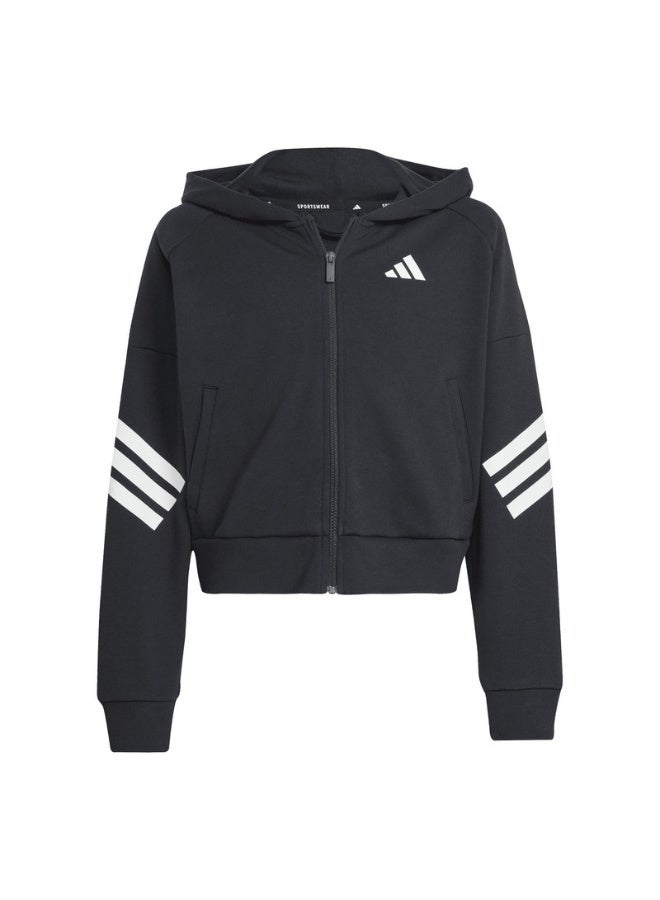 اديداس جاكيت بغطاء رأس أسود للأطفال - Image 1