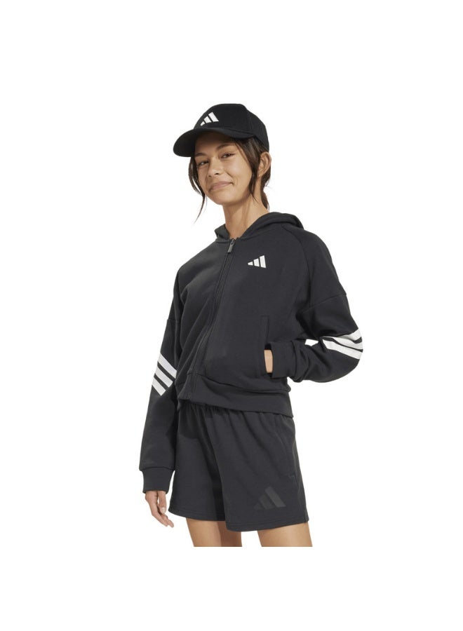 اديداس جاكيت بغطاء رأس أسود للأطفال - Image 2