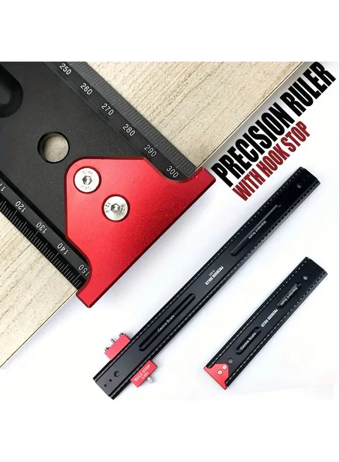 Precision Aluminum Alloy Square Ruler 300mm Multi Function Measuring Scribing Tool - Image 2