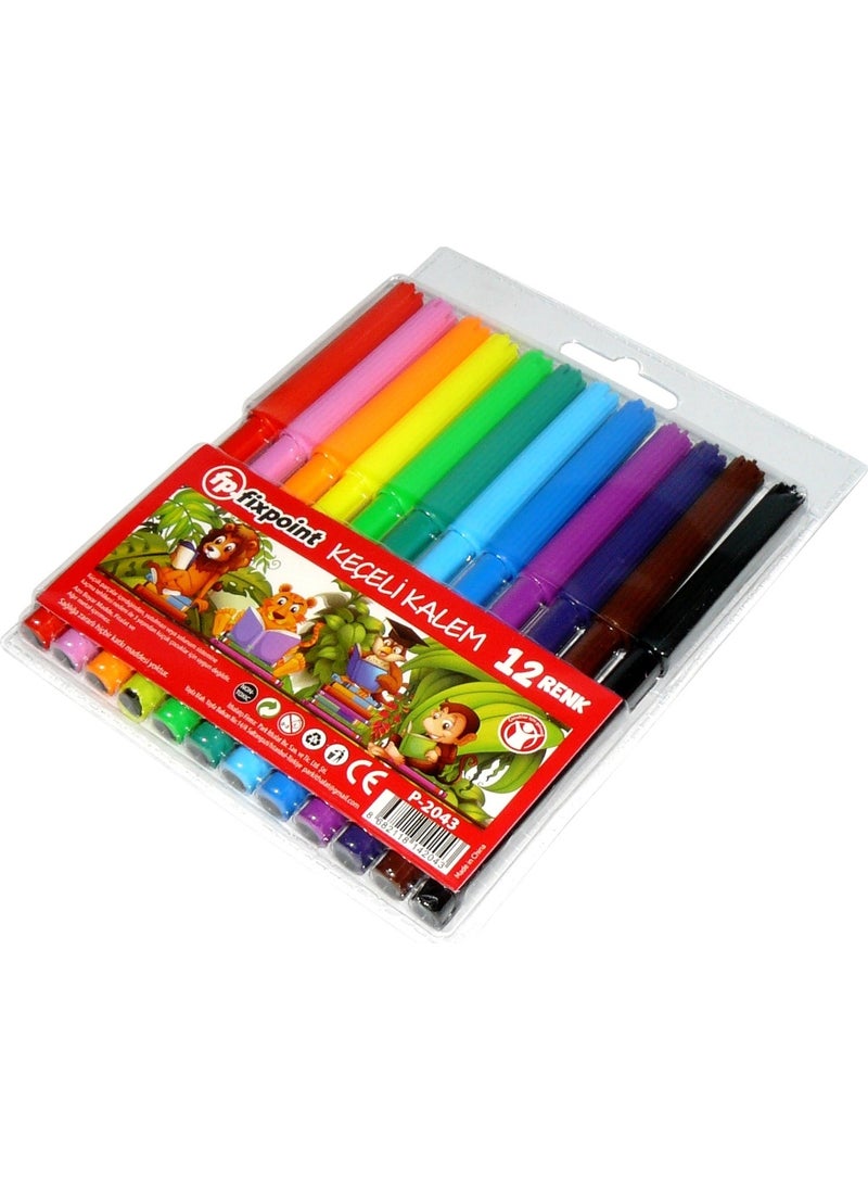 Fixpoint Colored Felt Tip Pen 12 Pack 