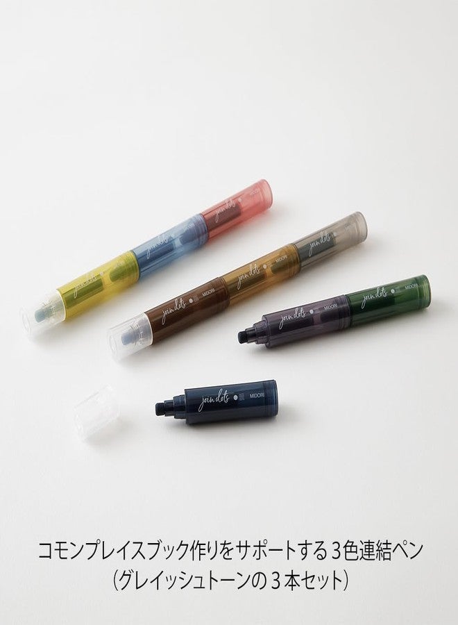Midori Joint Dots 38142006 Rollerball Pen, 3-Color Connection, Pack of 3, Grayish Tone - Image 3