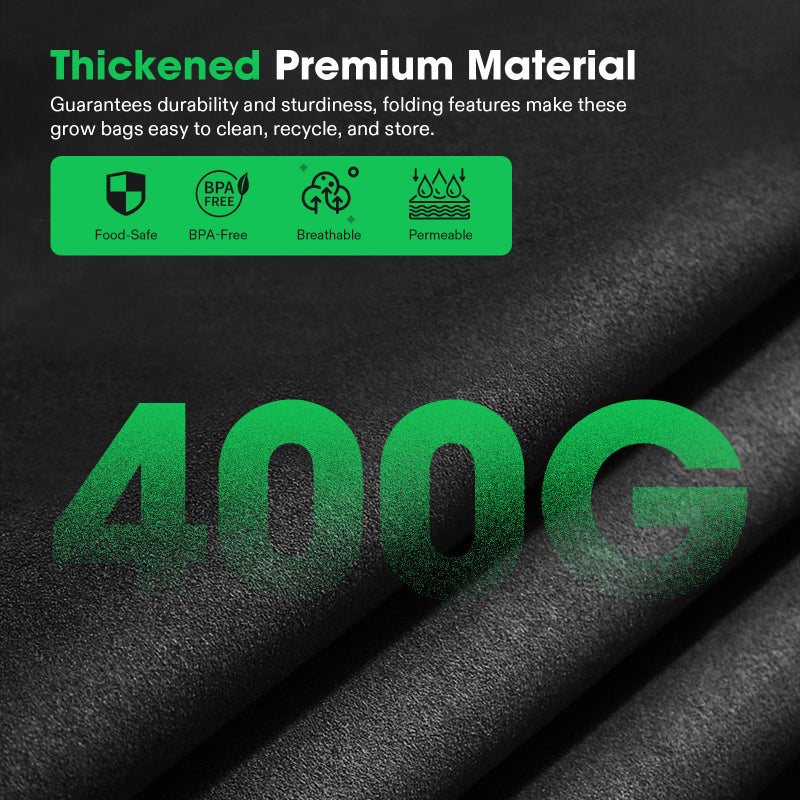 VIVOSUN 8-Grid 55 Gallon Plant Grow Bags, Large Fabric Raised Garden Bed with 400G Thickened Breathable Fabric, Reinforced Handles & 10 Pcs Plant Labels for Flowers, Vegetables, Fruits - Image 3