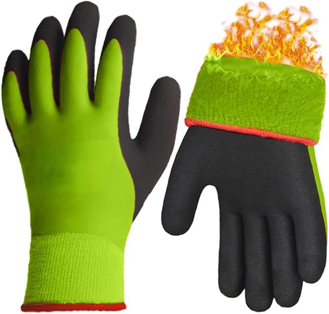 STYLERA Winter Work Gloves for Men and Women, Freezer Gloves for Gardening Agriculture Cleaning Work Gloves Thermal Insulated, Super Grip Safety Hand Gloves (GREEN, PACK OF 1 PAIR)