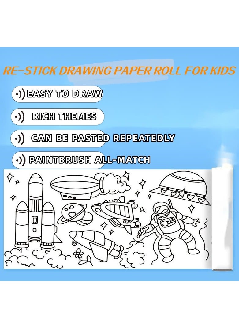 Children's Drawing Roll - Coloring Paper Roll for Kids, Drawing Paper Roll DIY Painting Drawing Color Filling Paper, 300 * 15 cm (Travel in space)