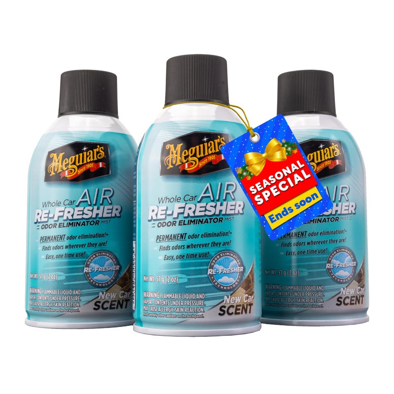 Meguiar's Whole Car Air Re-Fresher,Odor Fighting Mist, Fights Off Strong Vehicle Odors,Air Freshener, New Car Scent - Three 2 Oz Spray Bottles - Image 1