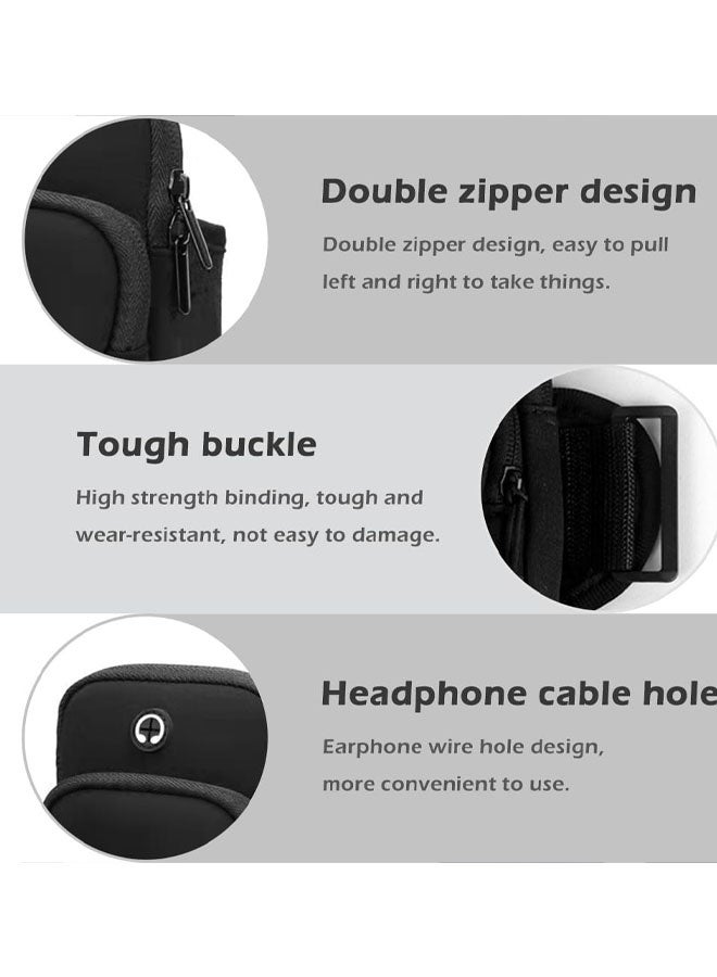 Phone Holder for Running, Walking, Workout, Under 7 in Armband Smartphone Holder, Phone Pouch Cards Keys Wallet, Gym Sports Arm Bands Sleeve Fit Women Men(Color:Black) - Image 5