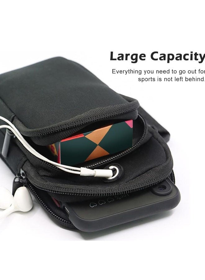 Phone Holder for Running, Walking, Workout, Under 7 in Armband Smartphone Holder, Phone Pouch Cards Keys Wallet, Gym Sports Arm Bands Sleeve Fit Women Men(Color:Black) - Image 2