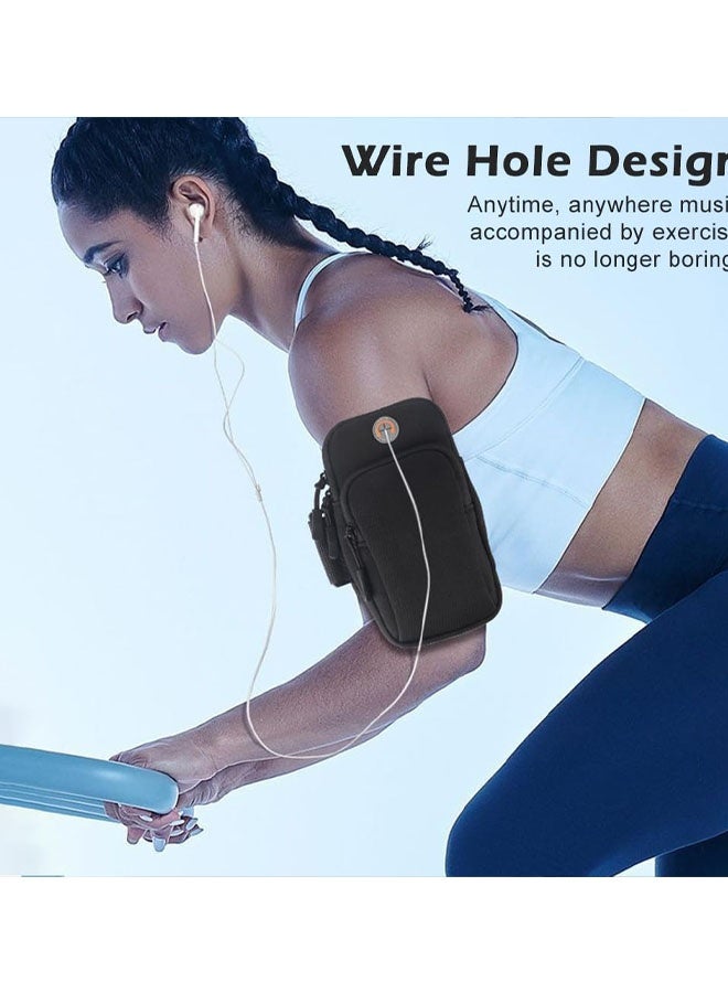 Phone Holder for Running, Walking, Workout, Under 7 in Armband Smartphone Holder, Phone Pouch Cards Keys Wallet, Gym Sports Arm Bands Sleeve Fit Women Men(Color:Black) - Image 4