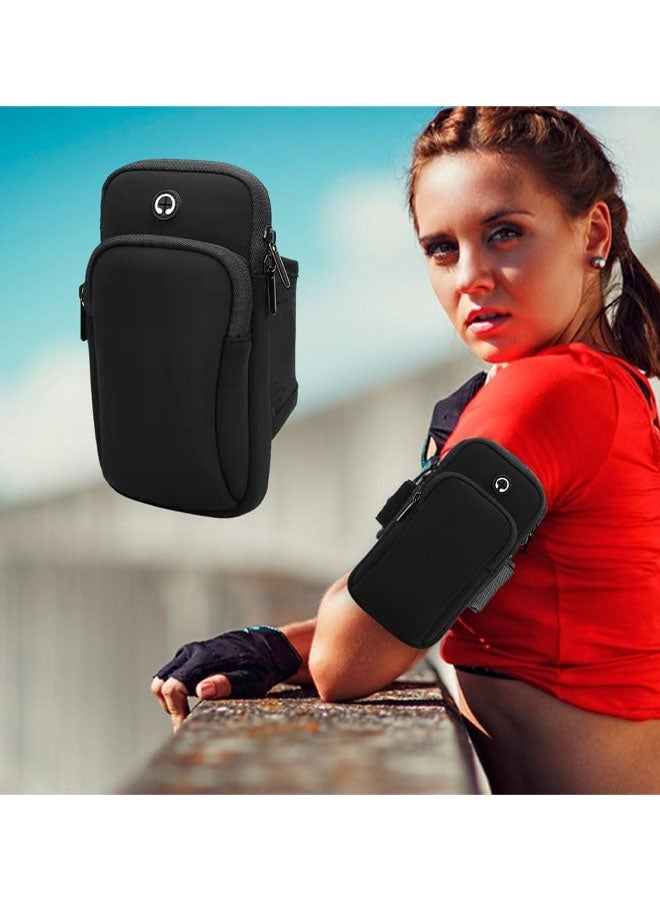 Phone Holder for Running, Walking, Workout, Under 7 in Armband Smartphone Holder, Phone Pouch Cards Keys Wallet, Gym Sports Arm Bands Sleeve Fit Women Men(Color:Black) - Image 3