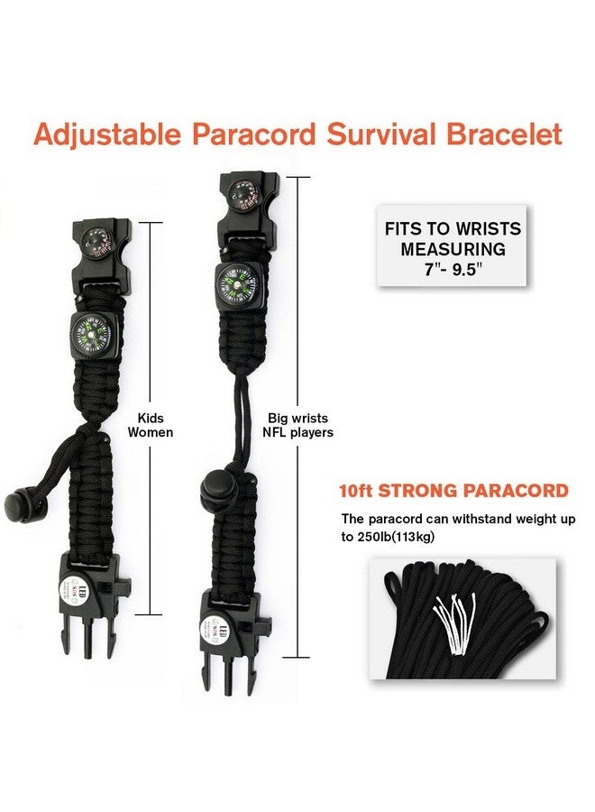 Beauenty 20 in 1 Paracord Bracelet Adjustable SOS LED Light Fire Starter Compass Survival Whistle Perfect for Camping Hiking Fishing Survival Bracelet - Image 4