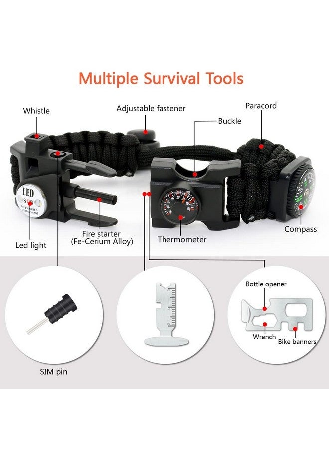 Beauenty 20 in 1 Paracord Bracelet Adjustable SOS LED Light Fire Starter Compass Survival Whistle Perfect for Camping Hiking Fishing Survival Bracelet - Image 2