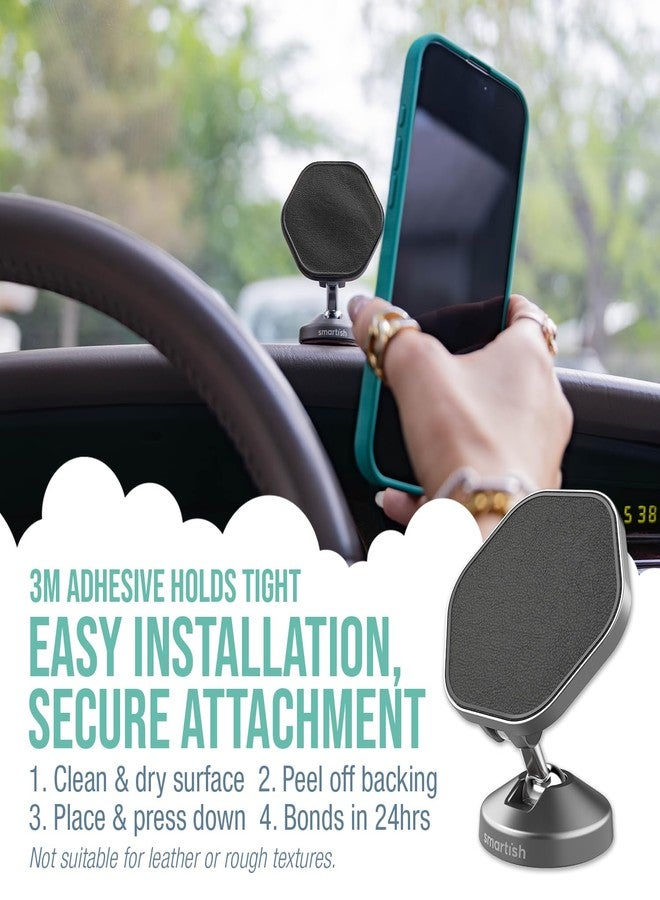 Smartish® MagSafe Mountaineer Car Mount - Compatible w/Apple iPhone 17/16/15/14/13 - Magnetic Stick on Adhesive Phone Holder - Extra Strength Magnet for Apple Accessories - Black Tie Affair - Image 4