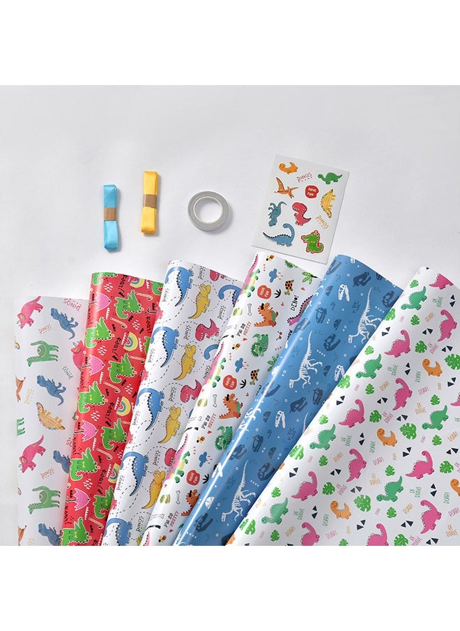 Zeemey 6 Sheets Gift Wrapping Paper With Accessories,Holiday Gift Wrapping Paper,Birthday Gift Box Gift Wrapping DIY, Gift Wrapping Paper for Birthday, Holiday, Wedding, Party,Kids Gift Wrapping (70cmX50cm)  - Image 1