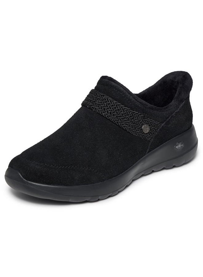 SKECHERS حذاء نسائي سهل الارتداء بدون استخدام اليدين، بوت كاحل مع حزام قماشي، أسود/أسود، 38.5 EU - Image 1