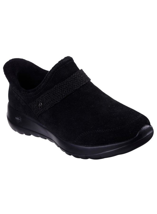 SKECHERS حذاء نسائي سهل الارتداء بدون استخدام اليدين، بوت كاحل مع حزام قماشي، أسود/أسود، 38.5 EU - Image 3