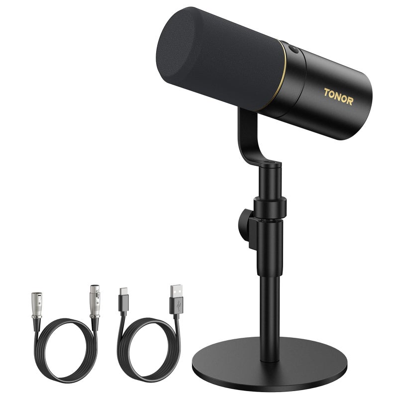 TONOR Dynamic Microphone, XLR/USB Microphone for Podcast, Recording, Streaming, Gaming, XLR Cardioid Studio Mic with Quick Mute, 3.5mm Headphone Jack, Volume Control, Mic with Desktop Stand, TD520 - Image 5