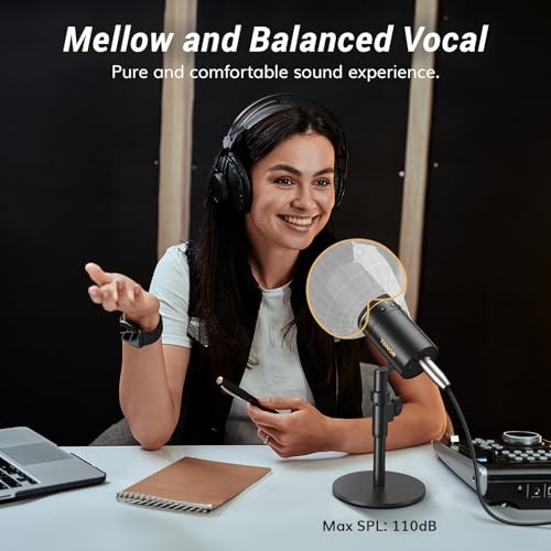 TONOR Dynamic Microphone, XLR/USB Microphone for Podcast, Recording, Streaming, Gaming, XLR Cardioid Studio Mic with Quick Mute, 3.5mm Headphone Jack, Volume Control, Mic with Desktop Stand, TD520 - Image 2