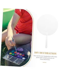SYOSI 20 Pcs DIY Transparent Handheld Fans for Kids Personalized Wedding Decoration Blank Fans for DIY Creation Antique Design Plastic Material PVC Folding Fan for Kids Graffiti and Class Prizes  - Image 3