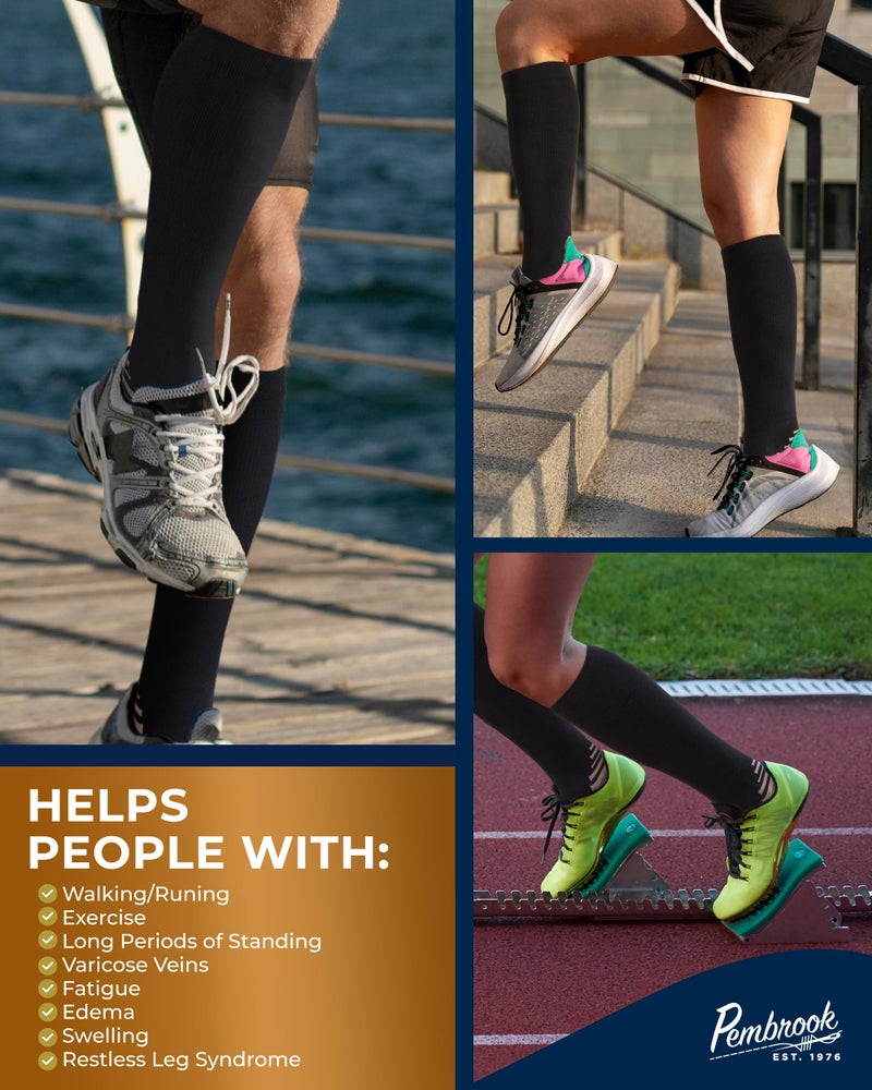 Pembrook 3 Pairs Copper Compression Socks Men 20-30 mmHg, Black Compression Socks, Support for Running Athletic Cycling Hiking, Good for Edema and Varicose Veins/Blk/3 - Image 4