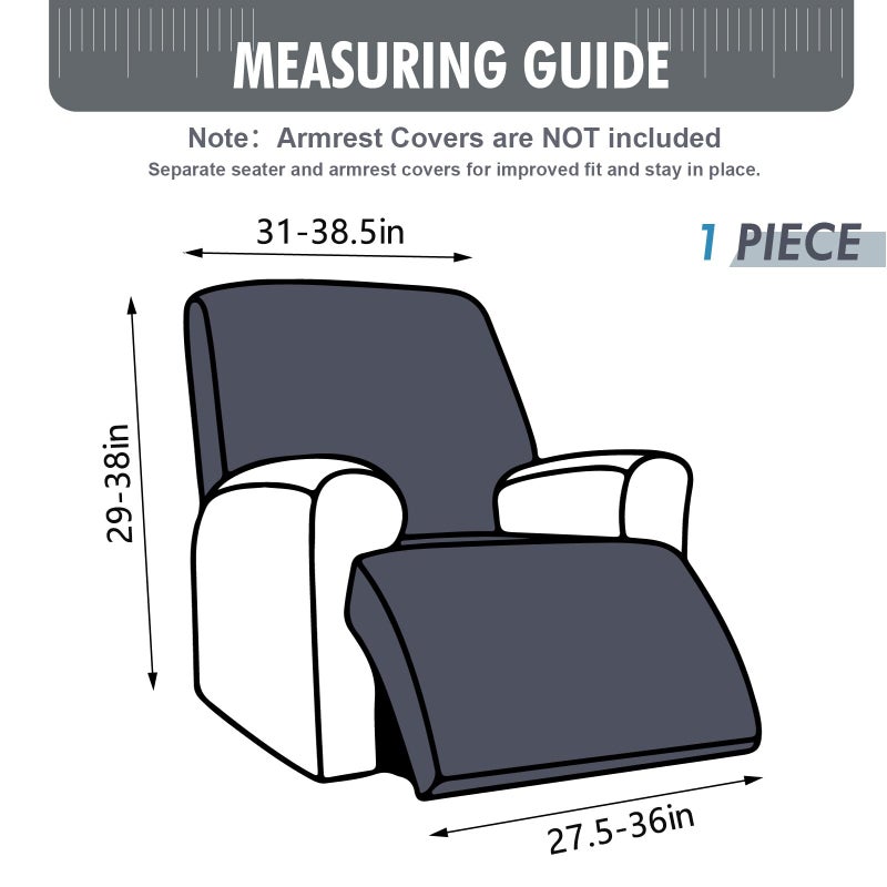 YUEANG 100% Waterproof Recliner Cover, 1 Pieces Reclining Chair Cover Stretch Sofa Slipcovers Washable Furniture Protector for Pets, Dogs, Kids (Dark Gray, 1 Seater X-Large) - Image 4