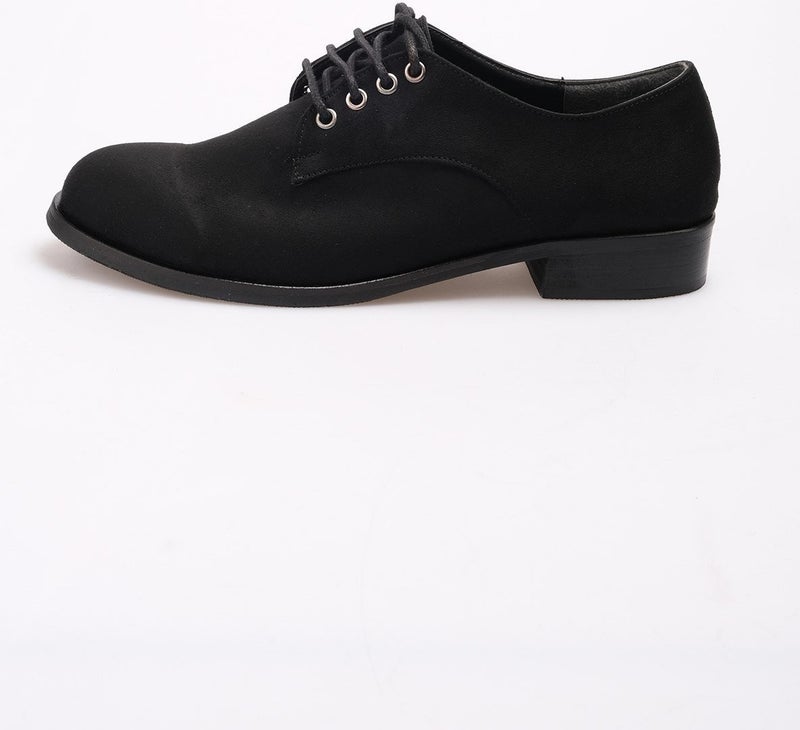 Mio Gusto Berta Black Suede Women's Oxford Flat Shoes  - Image 5