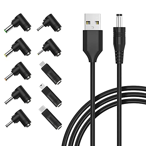 Belker Universal 5V DC Power Cable USB to DC 5.5 2.1 mm Plug Connector Tip Charging Cord with Most Frequently Used Interface Type - Image 1