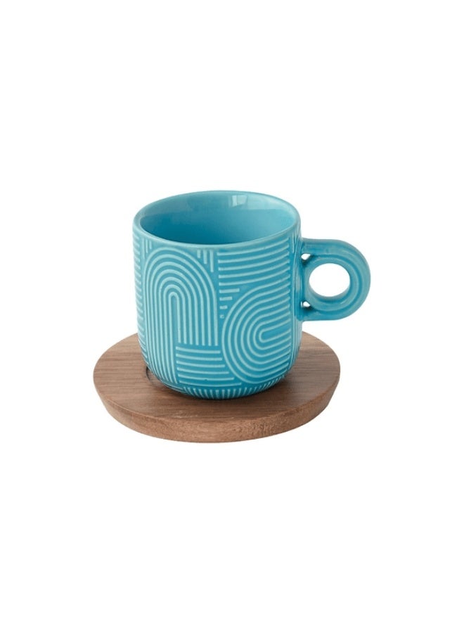 Easy Life 4-Piece Take a Loop Dishwasher Safe Cup and Saucer Set Multicolor 110ml - Image 2