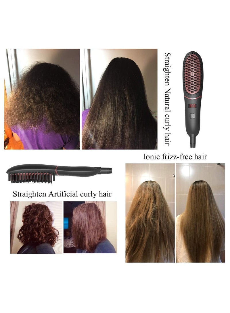 فرشاة فرد الشعر ، مشط فرد اللحية للرجال المتوسطة الطويلة ، شاشة LED ، تسخين سيراميك ، درجات حرارة قابلة للتعديل ، مشط حريري للعناية بالشعر مضاد للحروق ، مشط حريري محمول خال من التجعد - Image 3