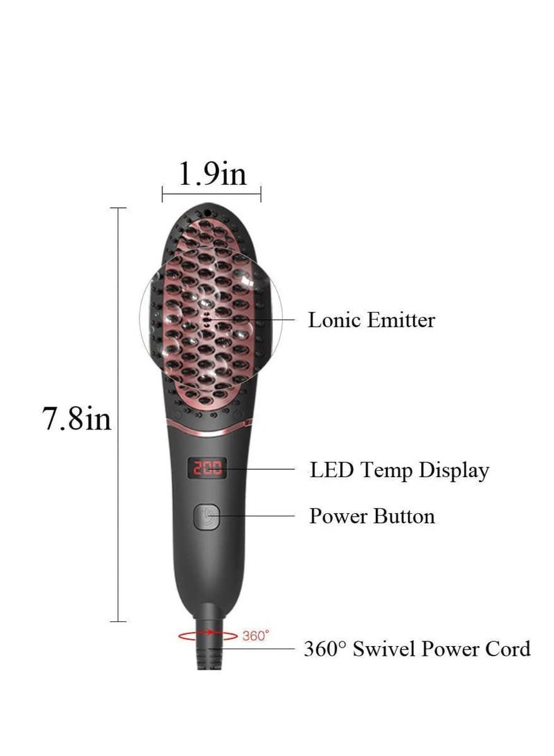 فرشاة فرد الشعر ، مشط فرد اللحية للرجال المتوسطة الطويلة ، شاشة LED ، تسخين سيراميك ، درجات حرارة قابلة للتعديل ، مشط حريري للعناية بالشعر مضاد للحروق ، مشط حريري محمول خال من التجعد - Image 4