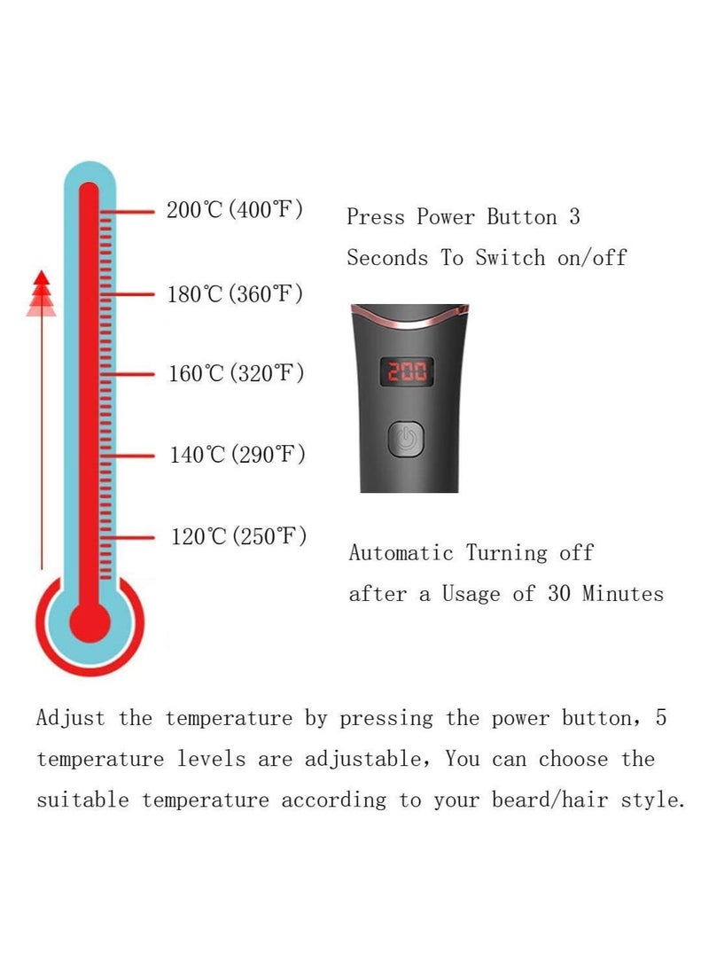 فرشاة فرد الشعر ، مشط فرد اللحية للرجال المتوسطة الطويلة ، شاشة LED ، تسخين سيراميك ، درجات حرارة قابلة للتعديل ، مشط حريري للعناية بالشعر مضاد للحروق ، مشط حريري محمول خال من التجعد - Image 5