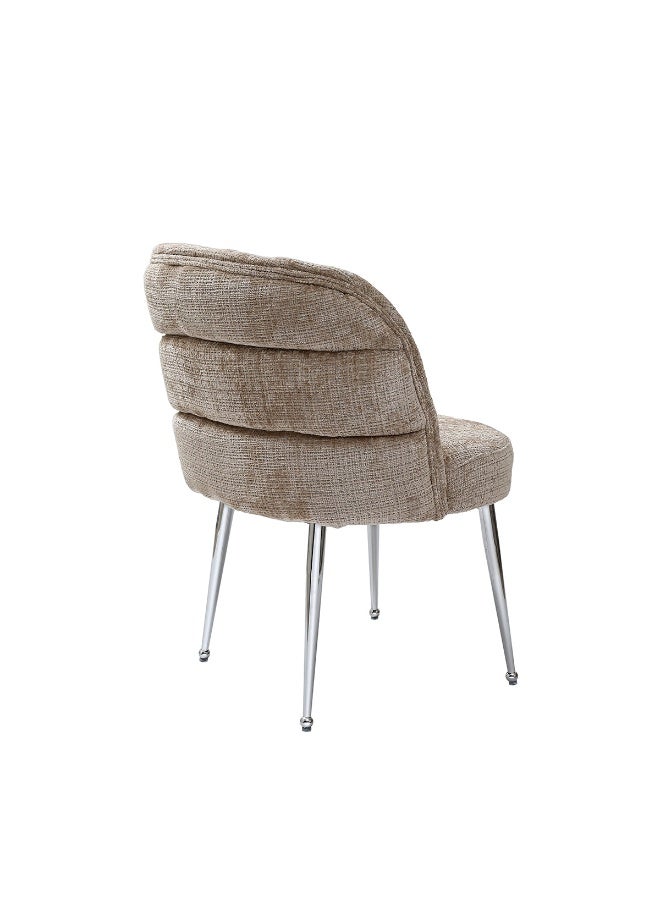 VANITY LIVING Set of 2 Dania Beige Dining Chairs with Gold Metal Legs – Elegant Chenille Upholstered Chairs for Modern Dining Room – Comfortable & Stylish by Vanity Living  - Image 5