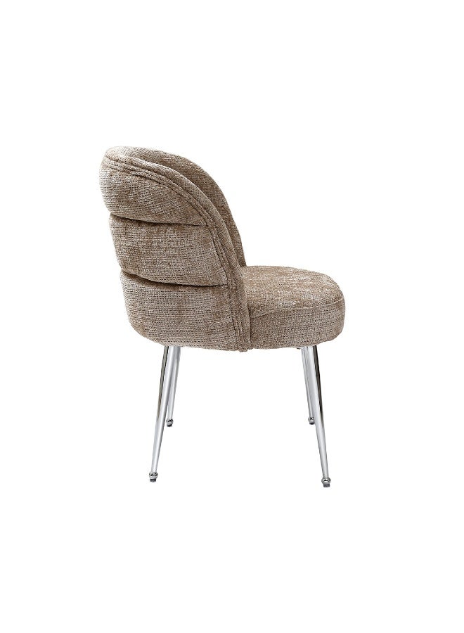 VANITY LIVING Set of 2 Dania Beige Dining Chairs with Gold Metal Legs – Elegant Chenille Upholstered Chairs for Modern Dining Room – Comfortable & Stylish by Vanity Living  - Image 4