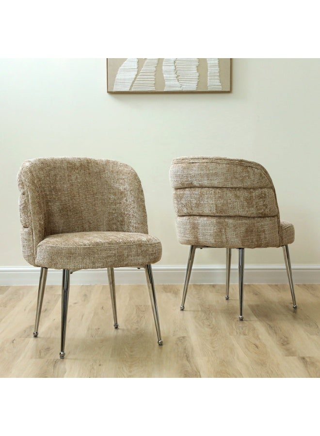 VANITY LIVING Set of 2 Dania Beige Dining Chairs with Gold Metal Legs – Elegant Chenille Upholstered Chairs for Modern Dining Room – Comfortable & Stylish by Vanity Living  - Image 1