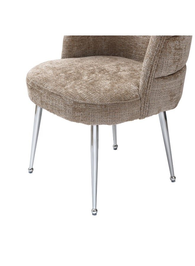 VANITY LIVING Set of 2 Dania Beige Dining Chairs with Gold Metal Legs – Elegant Chenille Upholstered Chairs for Modern Dining Room – Comfortable & Stylish by Vanity Living  - Image 3