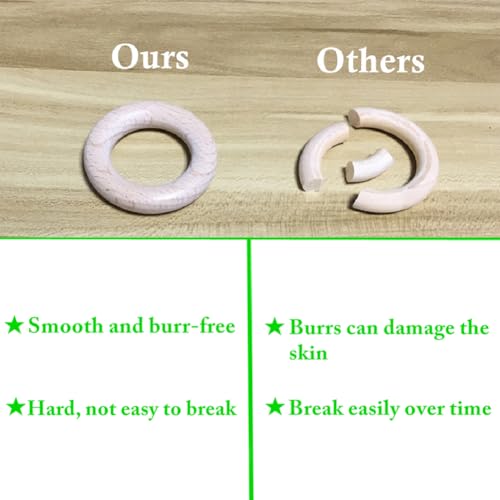 HEOCAKR Natural Beech Wood Rings, 10 Pcs Unfinished 5cm Solid Wooden Rings Circles Without Paint for Craft, Connectors Jewelry Making - Image 5