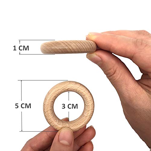 HEOCAKR Natural Beech Wood Rings, 10 Pcs Unfinished 5cm Solid Wooden Rings Circles Without Paint for Craft, Connectors Jewelry Making - Image 2