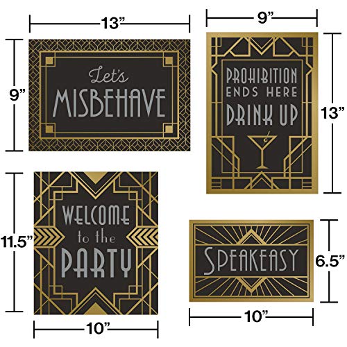 Creative Converting Wall Signs Decorations Kit, Paper, 10" x 6.5", 10" x 11.5", 13" x 9", Black and Gold - Image 2