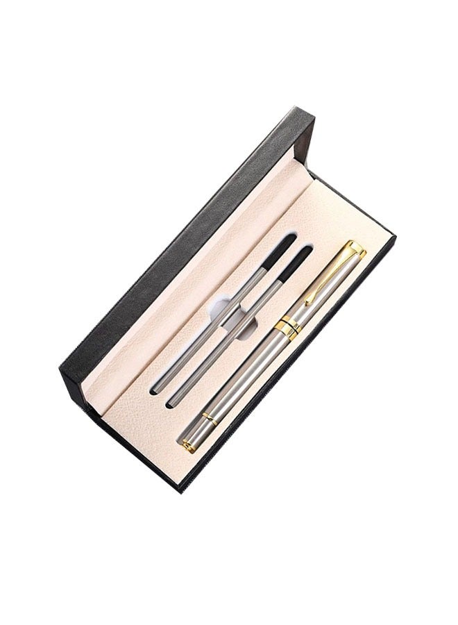 Luxury Executive Metal Ballpoint Pen – Silver & Gold Professional Writing Pen with Gift Box & Extra Refill, Business & Office Stationery - Image 1