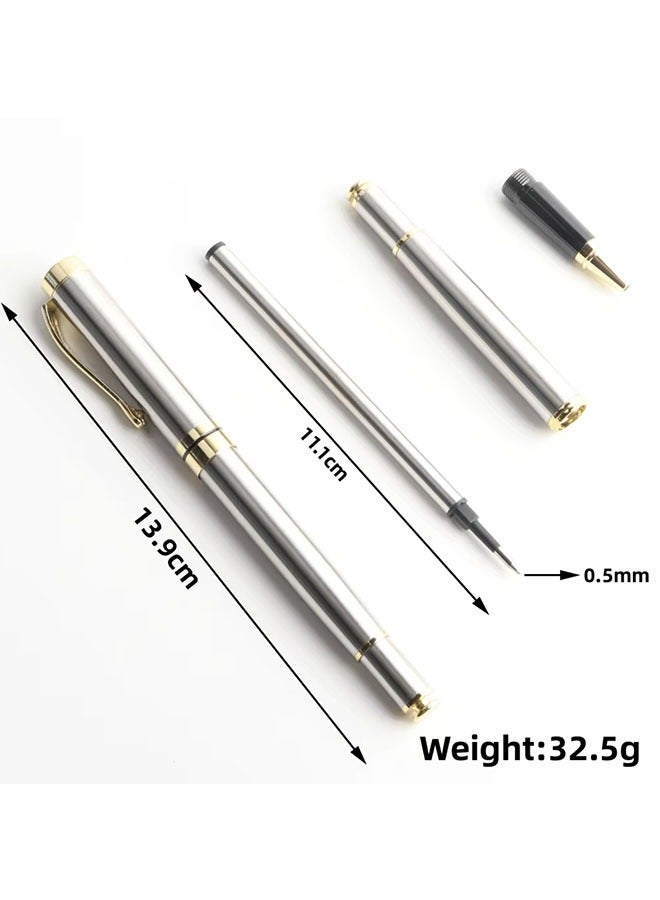 Luxury Executive Metal Ballpoint Pen – Silver & Gold Professional Writing Pen with Gift Box & Extra Refill, Business & Office Stationery - Image 2