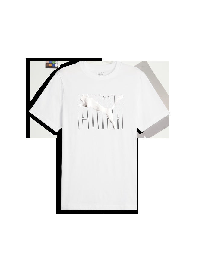 PUMA Ess+ Logo Lab Holiday Tee Puma White - Image 1
