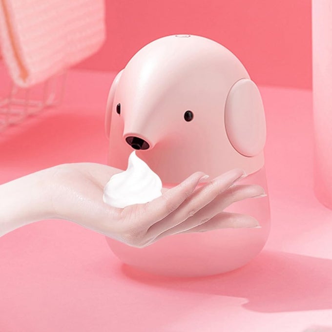 AUTOMATIC SOAP DISPENSER FOR KIDS CUTE PINK ELEPHANT TOUCHLESS FOAMING HAND SOAP DISPENSER WATERPROOF USB RECHARGEABLE 135OZ 400ML FOR BATHROOM COUNTERTOP KITCHEN PRESCHOOL CHILDREN