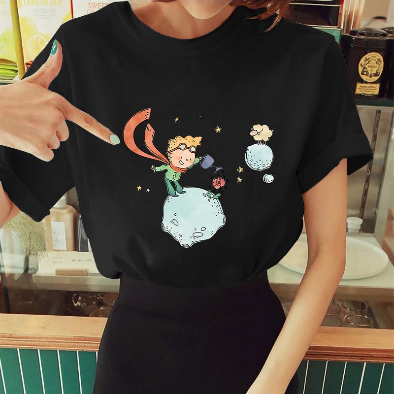 Sale Little Prince Printed Short-sleeved T-shirt Women's Top wish - Image 4