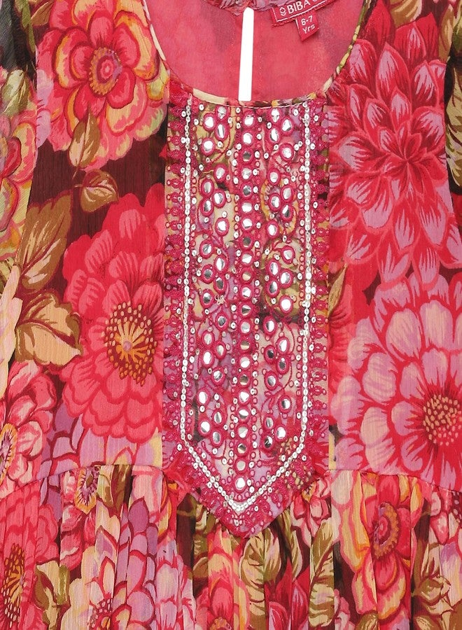 BIBA GIRL PRINTED GATHERED KID(KW5613_PINK_13) - Image 4