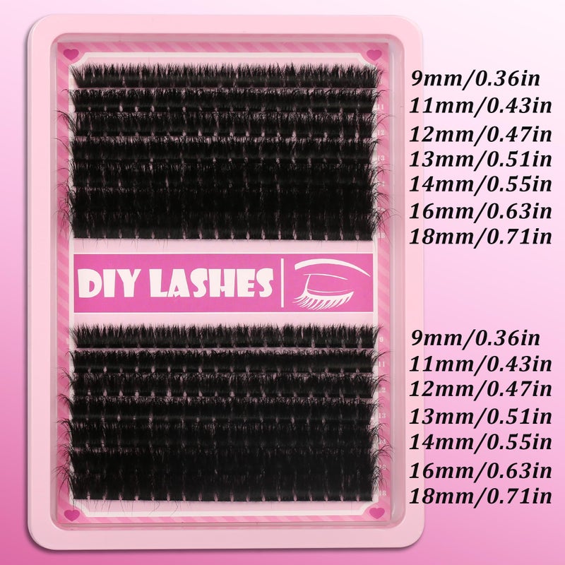 Gmagictobo Lash Clusters C Curl Lash Clusters Kit Lashes Clusters 280 Pcs Individual Eyelash Clusters DIY Lash Extension Kit for Self Application (9-18MM) Mix Lash Glue and Tweezers - Image 5