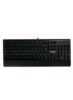 Mechanical Rainbow Gaming Keyboard , KNUP MADSET KP-TE121 with Wrist rest , Red Switch , 107 Anti-ghosting keys , 7-color backlight for pc - black