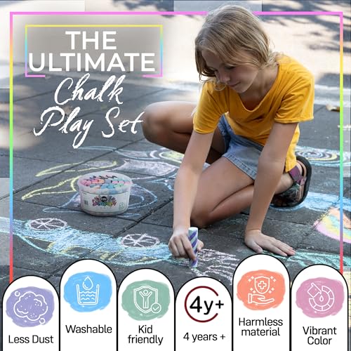 Loddie Doddie Jumbo Bucket Black Sidewalk Chalk for Kids Bucket - 20 Count - Washable Non-Toxic Formula - Outdoor Kids Activities - Image 4