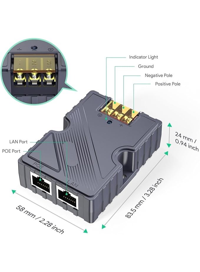 Terabyte PoE Injector for Gen 3, 150W 48 to 57V 3A GigE Passive ABS ESD with LAN for Satellite Dish V2 for Internet Kit Satellite - Image 2