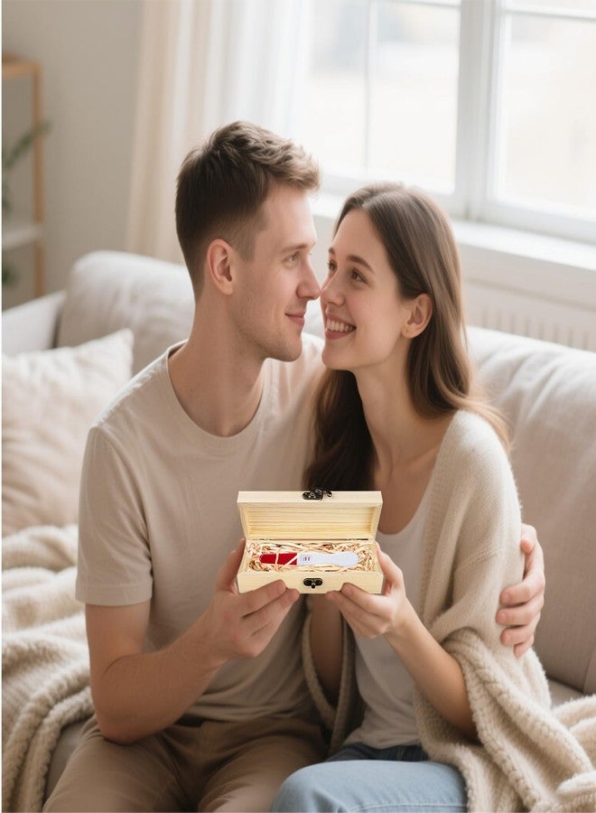 CHGCRAFT Pregnancy Test Keepsake Box Gift Love Heart Wooden Pregnancy Announcement Gifts Box with Raffia Ribbon and Lock Announcement Gifts for Dad Husband, 8x2x1.2 inch - Image 5