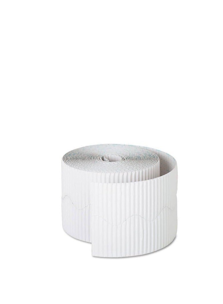 Terabyte Corrugated Border Rolls, White, 10cm x 15m - Image 1
